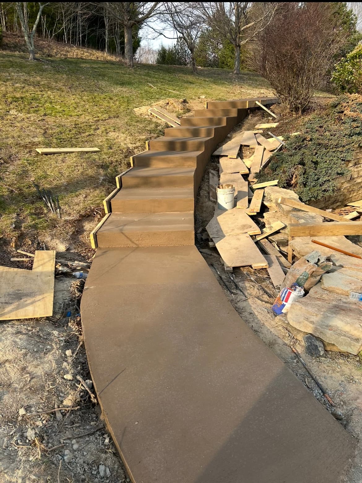 Formed concrete steps and walkway project