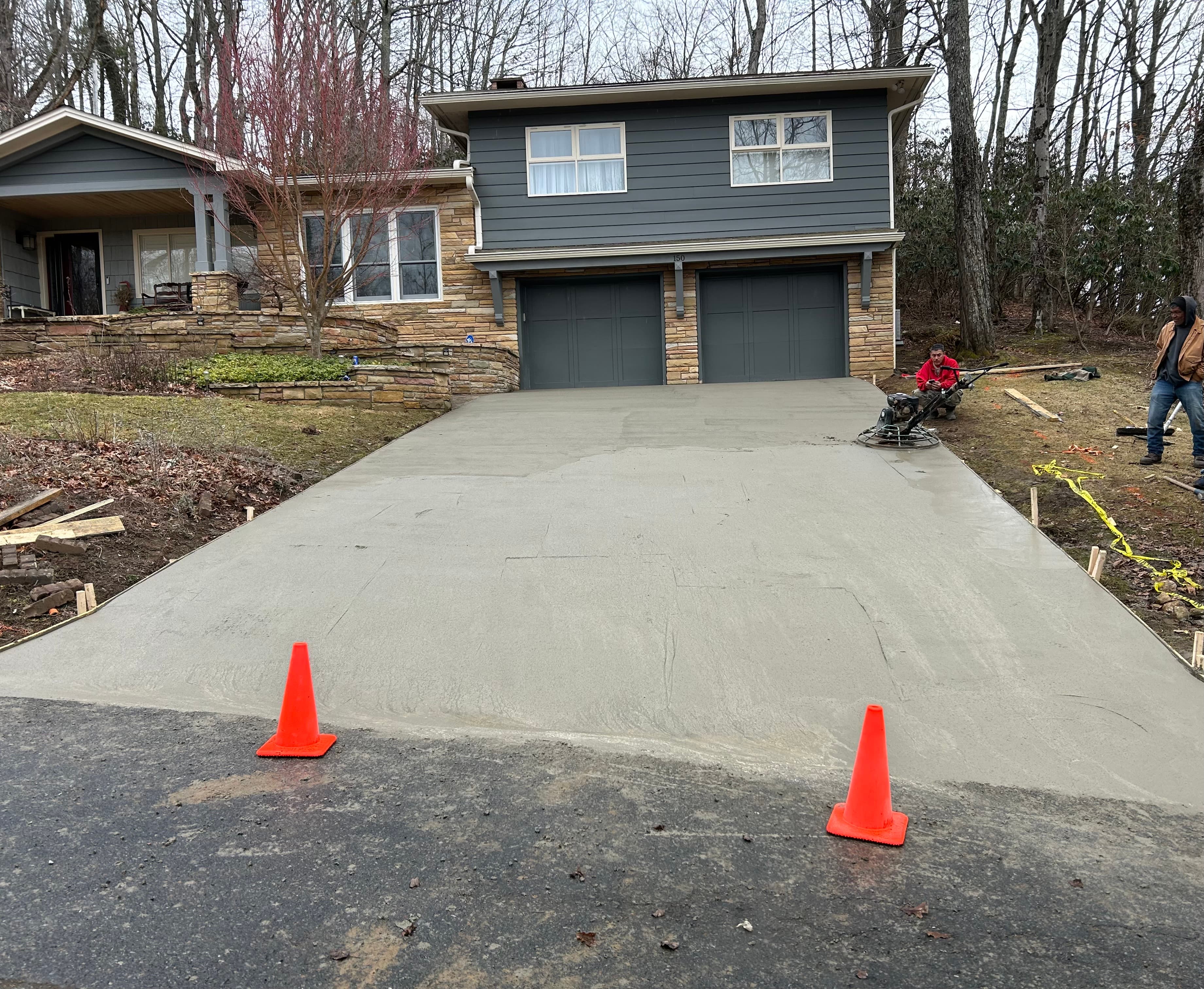 Finished residential driveway after pour and finish work